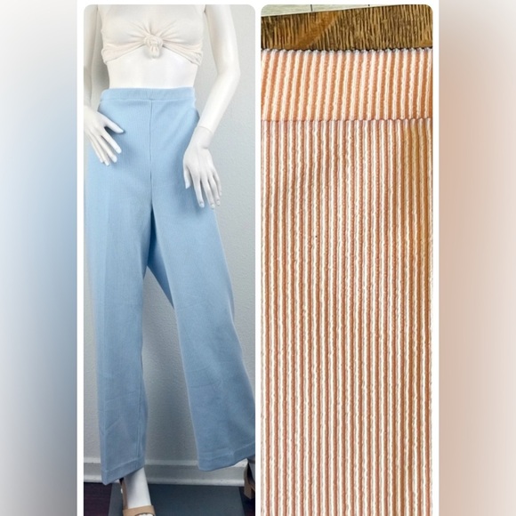 Vintage 70s Pinstripe High Waist Wide Leg Pant - Picture 1 of 16